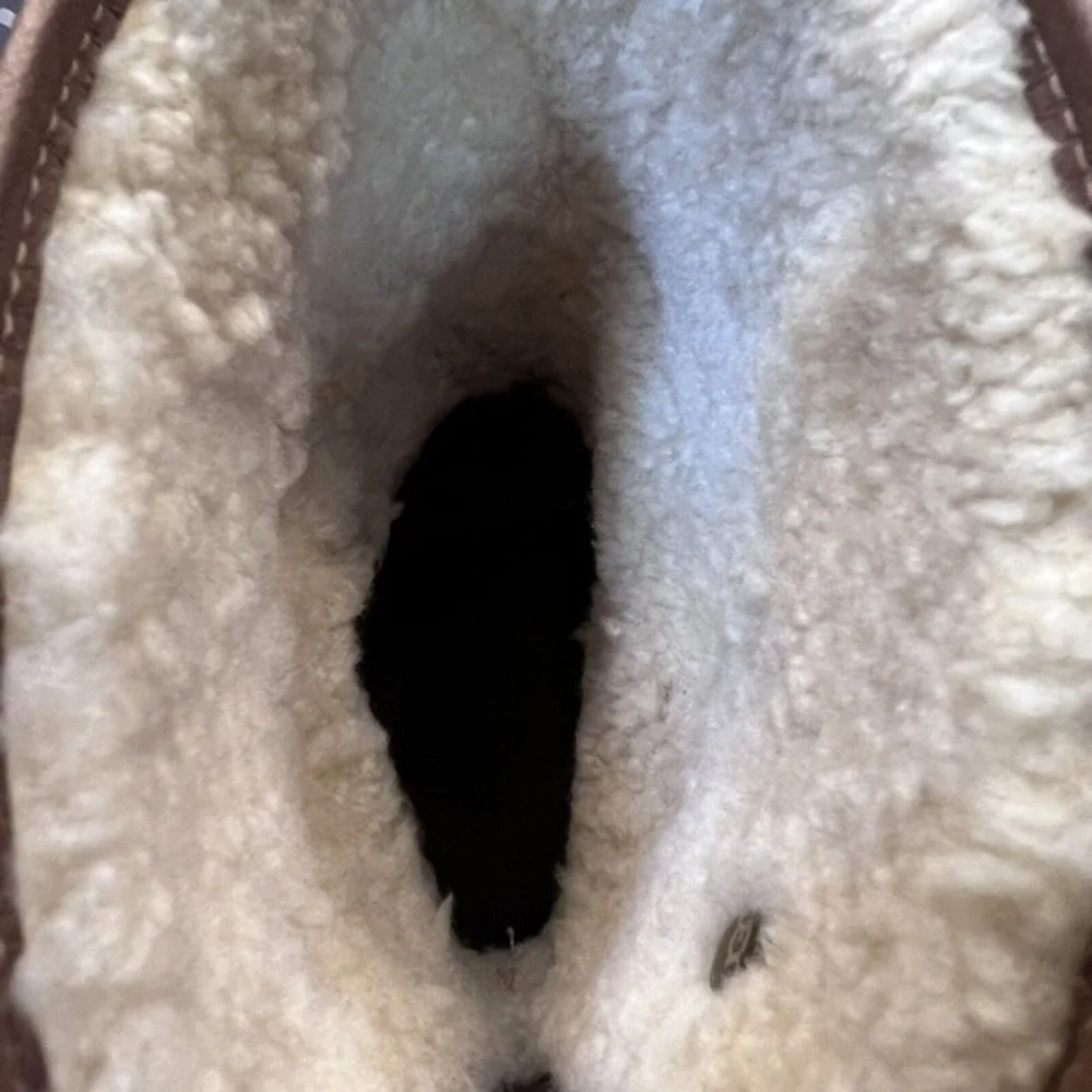 UGG Australia 1958‎ Brown Leather Fold Over Sheepskin Boots Womens sz 7 EU 38